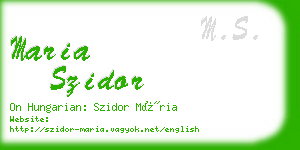 maria szidor business card